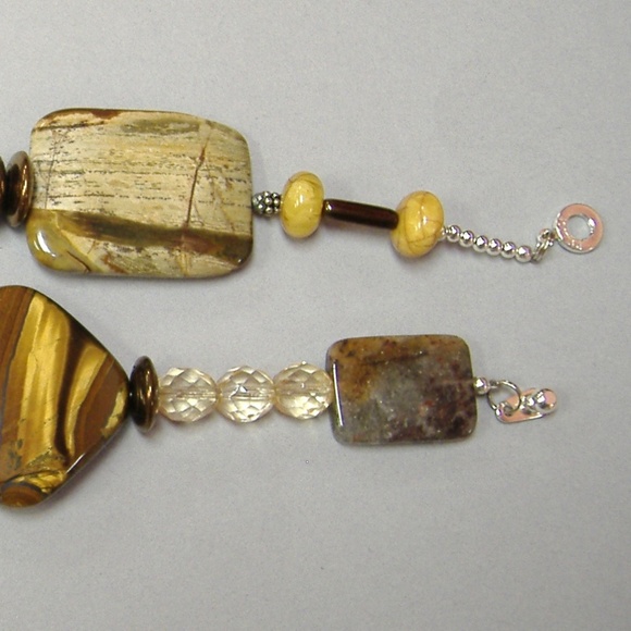 Brown Gemstone Beaded Necklace Chunky Jasper Tigers Eye Handmade Unique New Gift - Picture 5 of 5